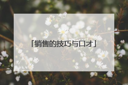 销售的技巧与口才