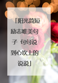 阳光简短励志唯美句子 句句说到心坎上的说说