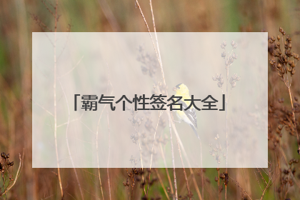 霸气个性签名大全