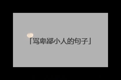 骂卑鄙小人的句子