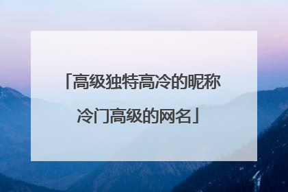 高级独特高冷的昵称 冷门高级的网名