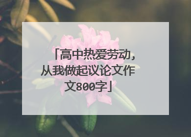 高中热爱劳动,从我做起议论文作文800字