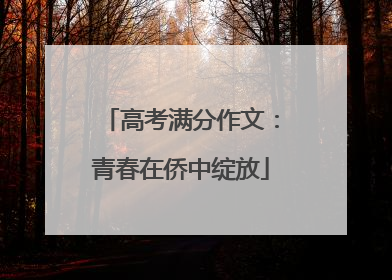高考满分作文：青春在侨中绽放