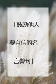 鼓励他人要自信的名言警句
