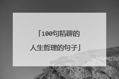 100句精辟的人生哲理的句子