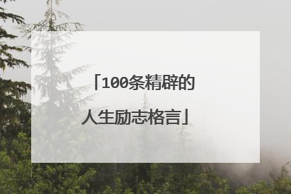 100条精辟的人生励志格言