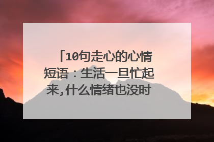 10句走心的心情短语：生活一旦忙起来,什么情绪也没时间表达了。