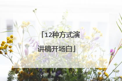 12种方式演讲稿开场白