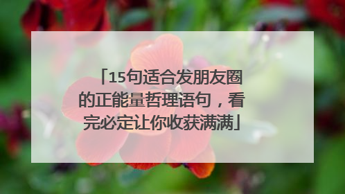 15句适合发朋友圈的正能量哲理语句，看完必定让你收获满满