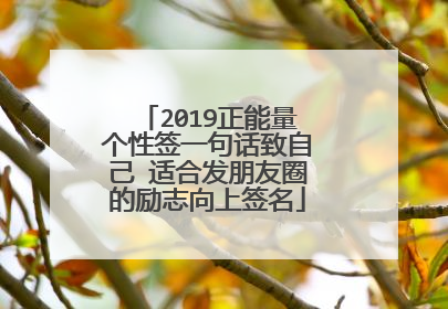 2019正能量个性签一句话致自己 适合发朋友圈的励志向上签名