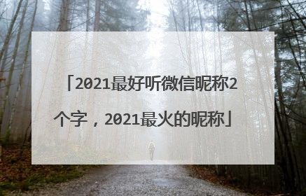 2021最好听微信昵称2个字，2021最火的昵称