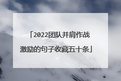 2022团队并肩作战激励的句子收藏五十条