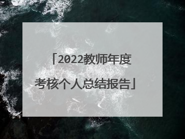 2022教师年度考核个人总结报告