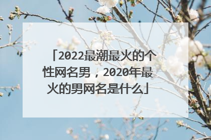 2022最潮最火的个性网名男，2020年最火的男网名是什么