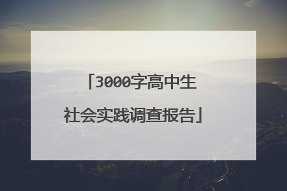 3000字高中生社会实践调查报告