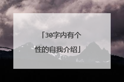 30字内有个性的自我介绍
