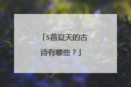 5首夏天的古诗有哪些？