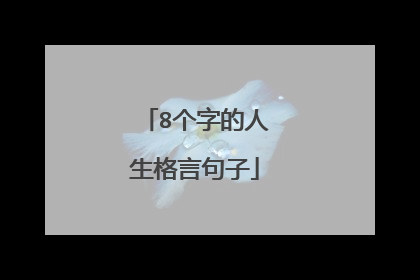 8个字的人生格言句子