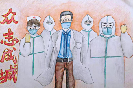 学生画疫情防控的画手抄报图片素材