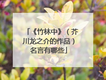 《竹林中》(芥川龙之介的作品)名言有哪些