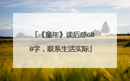 《童年》读后感600字，联系生活实际