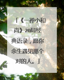 《一禅小和尚》20局经典语录，愿你余生遇见那个对的人。