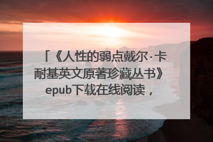 《人性的弱点戴尔·卡耐基英文原著珍藏丛书》epub下载在线阅读，求百度网盘云资源