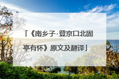 《南乡子·登京口北固亭有怀》原文及翻译