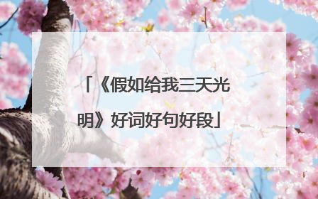 《假如给我三天光明》好词好句好段