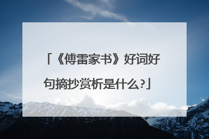 《傅雷家书》好词好句摘抄赏析是什么?