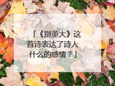 《别董大》这首诗表达了诗人什么的感情？