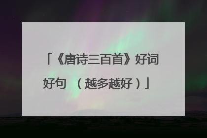 《唐诗三百首》好词好句 （越多越好）