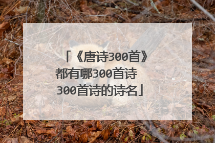 《唐诗300首》都有哪300首诗 300首诗的诗名