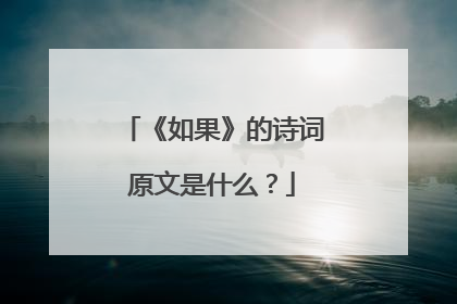 《如果》的诗词原文是什么？