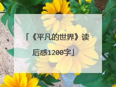 《平凡的世界》读后感1200字