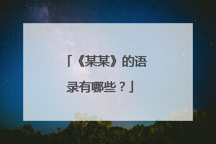 《某某》的语录有哪些？