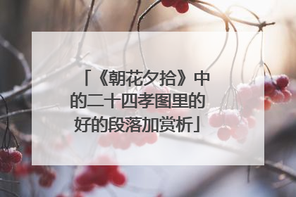 《朝花夕拾》中的二十四孝图里的好的段落加赏析