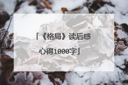 《格局》读后感心得1000字