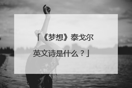 《梦想》泰戈尔英文诗是什么？