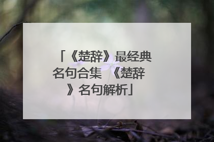 《楚辞》最经典名句合集 《楚辞》名句解析