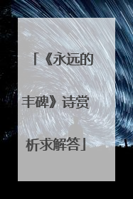 《永远的丰碑》诗赏析求解答