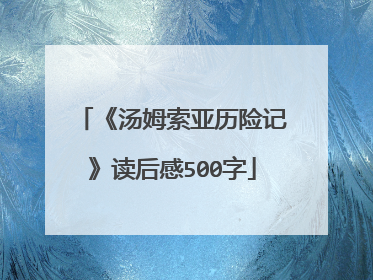 《汤姆索亚历险记》读后感500字