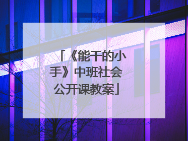 《能干的小手》中班社会公开课教案