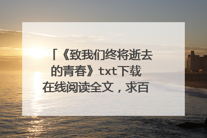 《致我们终将逝去的青春》txt下载在线阅读全文，求百度网盘云资源