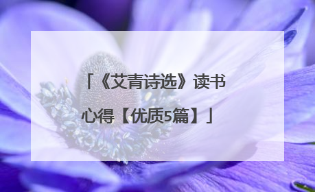 《艾青诗选》读书心得【优质5篇】