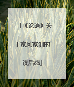 《论语》关于家风家训的读后感