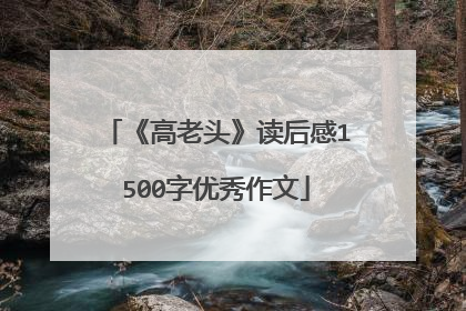 《高老头》读后感1500字优秀作文