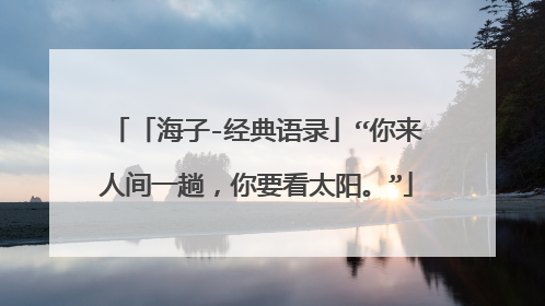 「海子-经典语录」“你来人间一趟,你要看太阳。”