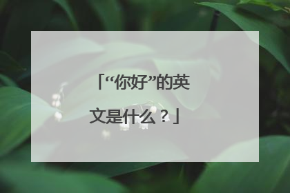 “你好”的英文是什么?