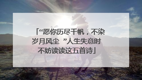 “愿你历尽千帆，不染岁月风尘 ”人生失意时不妨读读这五首诗